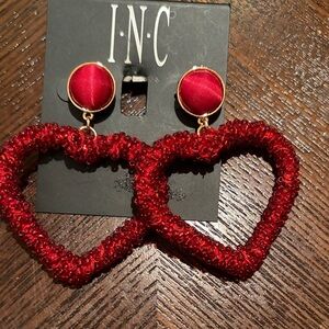 INC International Concepts Vibrant Red Heart Earrings
